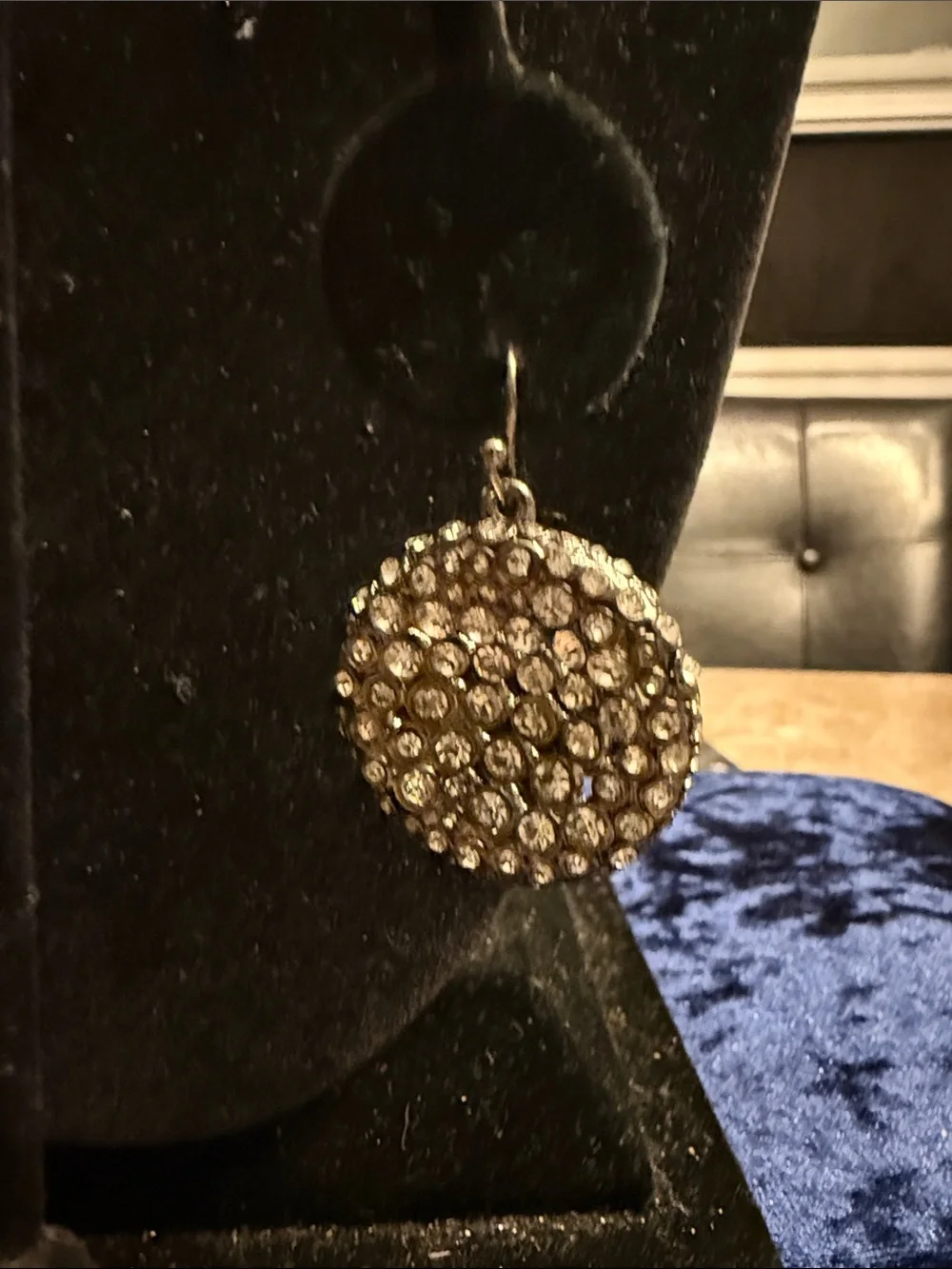 Vintage 1980s darkened Silvertone clear rhinestone pave pierced earrings
